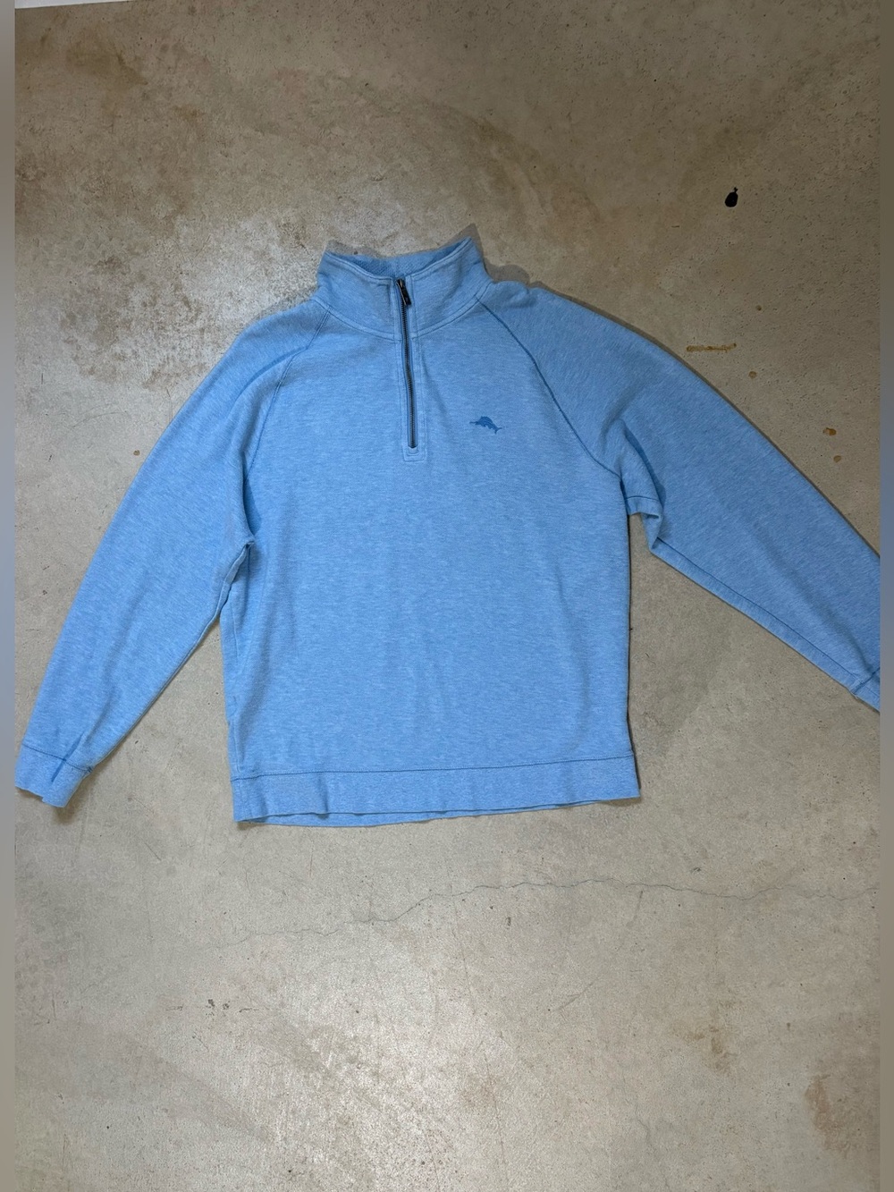 Tommy Bahama North Port 1/2 Zip Pullover Light Blue Cotton Tencel Large - Picture 13 of 13